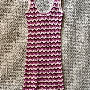 L*Space Pink, White, and Brown Knit Dress